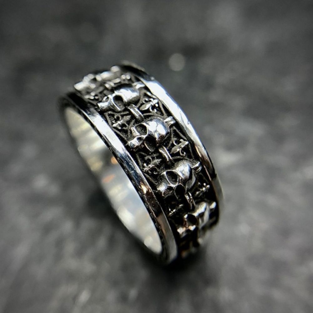 Brand New Silver Skull Ring Adjustable Size #5